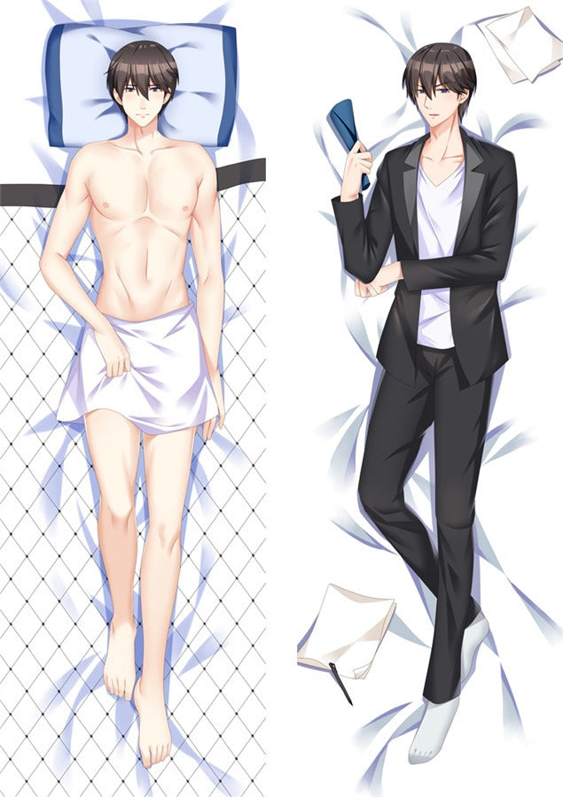 Brown Haired Gentleman Towel and Suit Body Pillow