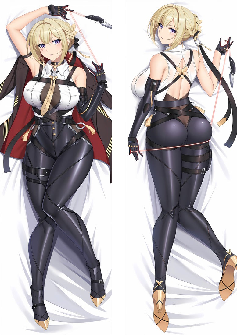 Evelyn Black Latex with Whip Body Pillow