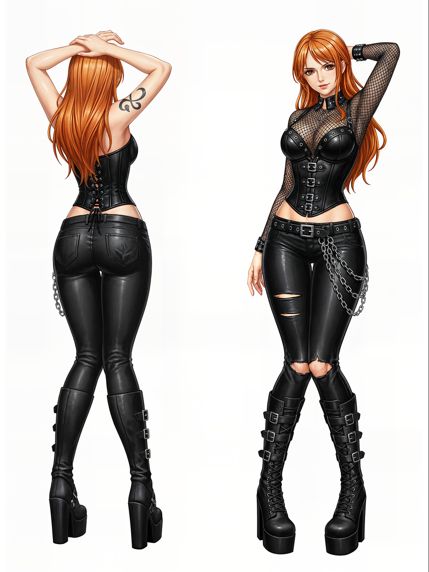 Nami Gothic Leather Body Pillow - design
