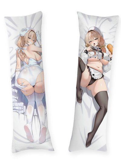 Almohada Bready Nikke con traje de panadera blanco