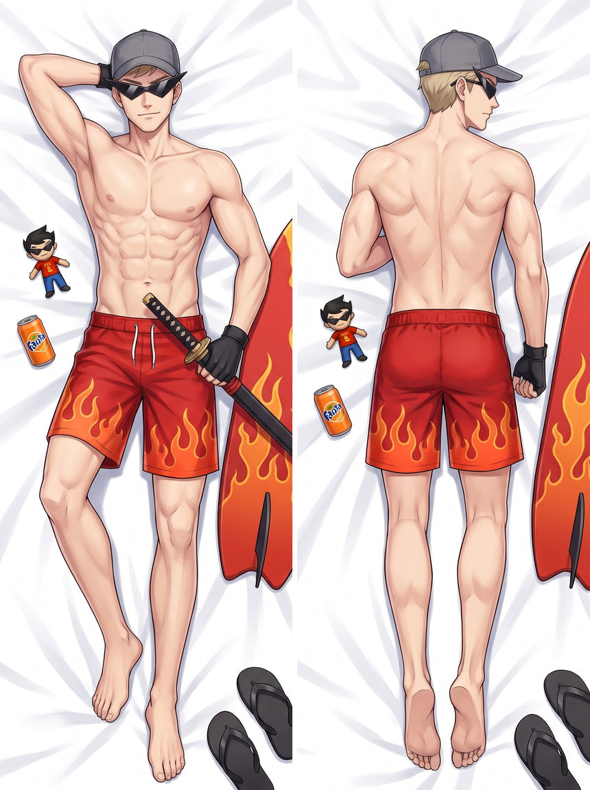Bro Strider Flame Swim Trunks Body Pillow