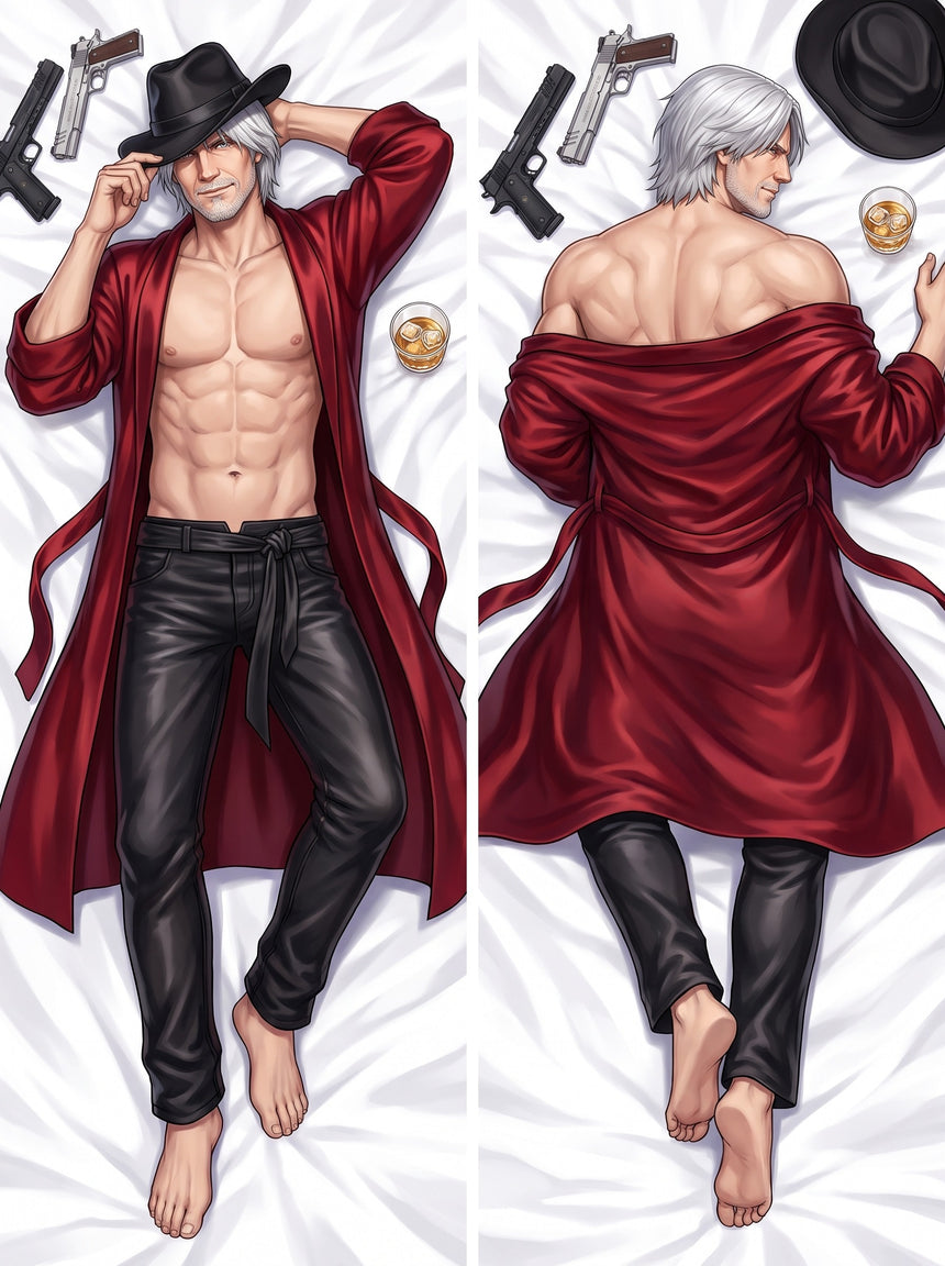 Dante Bearded Red Satin Robe Body Pillow