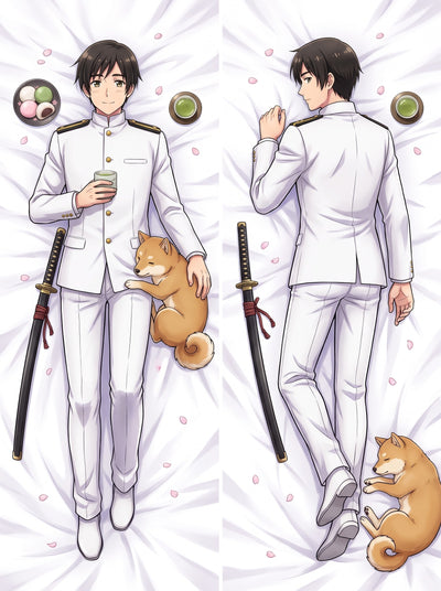 Hetalia Japan White Uniform and Pochi Body Pillow