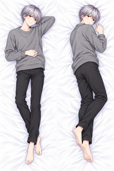 Almohada Kaworu Nagisa con suéter de punto gris