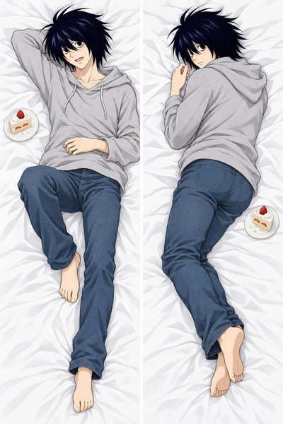 Almohada de L Lawliet con sudadera gris