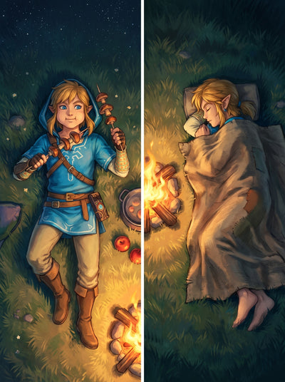 Link Legend of Zelda Campfire Cooking Body Pillow