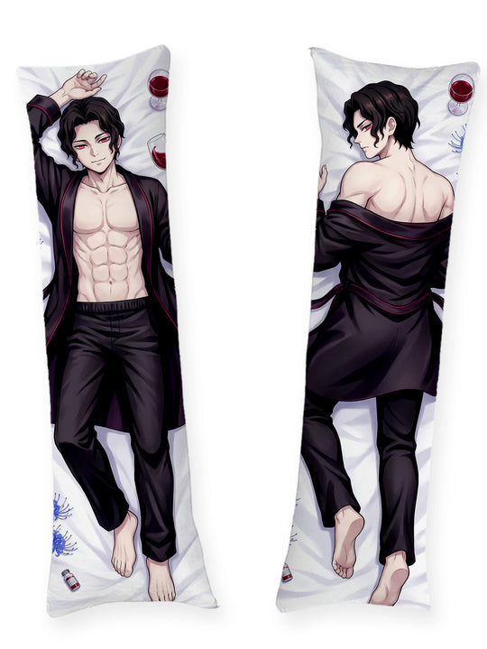 Muzan Black Satin Robe Evening Body Pillow
