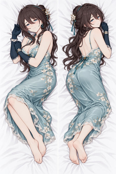Almohada Ruan Mei con camisón verde azulado