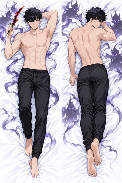 Almohada Sung Jinwoo sin camiseta con daga de sombras